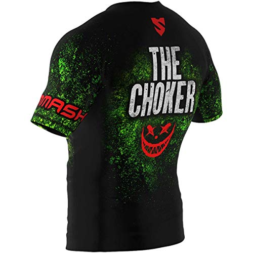 SMMASH Choker Rashguard Hombre Manga Corta, Camisetas Hombre para MMA, Artes Marciales, Krav Maga, BJJ, K1, Karate, Material Transpirable y Antibacteriano, (M)
