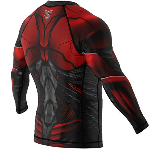 SMMASH Red Armour Rashguard Niño Manga Larga, Camisetas para MMA, Artes Marciales, Deportivo Niño Camiseta, Krav Maga, BJJ, K1, Karate, Material Transpirable y Antibacteriano, (L)