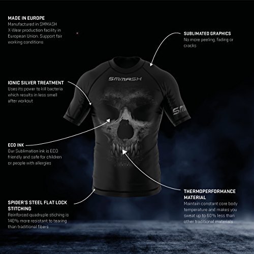 SMMASH Viking Rashguard Hombre Manga Larga, Camisetas Hombre para MMA, Artes Marciales, Krav Maga, BJJ, K1, Karate, Material Transpirable y Antibacteriano, (M)