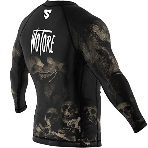 SMMASH Wotore Spirit Rashguard Hombre Manga Larga, Camisetas Hombre para MMA, Artes Marciales, Krav Maga, BJJ, K1, Karate, Material Transpirable y Antibacteriano, (L)