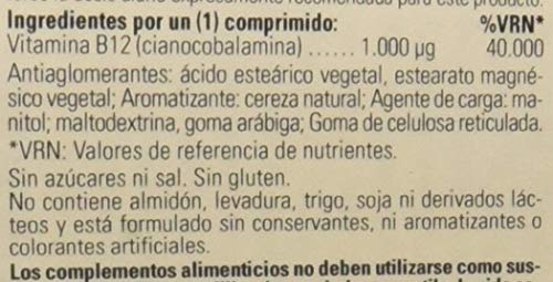 Solgar Vitamina B12, Comprimidos Masticables, Reduce el Cansancio, Ayuda a Liberar la Energía de los Alimentos, Activa la Vitalidad, Apto para Veganos, 100 Unidades