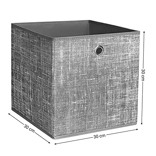 SONGMICS Cajas de Almacenamiento, Juego de 6 Cubos de Almacenamiento Plegables de Tela no Tejida, Organizadores de Ropa, Juguete, Gris Brezo RFB02LG-3