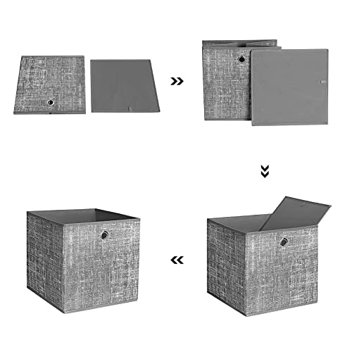 SONGMICS Cajas de Almacenamiento, Juego de 6 Cubos de Almacenamiento Plegables de Tela no Tejida, Organizadores de Ropa, Juguete, Gris Brezo RFB02LG-3