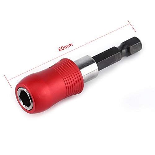 Soporte para puntas, portapuntas magnetico, soporte de destornillador magnético, barra de extensión magnética con vástago hexagonal de 1/4 para destornillador de taladro eléctrico,60 mm, rojo