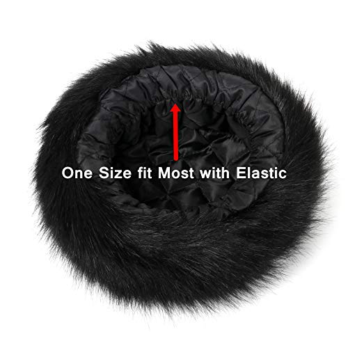 soul young Gorro de Mujer de Zorro Falso de Piel Cossack en Estilo Ruso Leopardo(Negro)