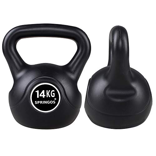 Springos - Pesa rusa de 4 kg, para levantamiento de pesas, equipo deportivo para fitness, desarrollo muscular y entrenamiento de fuerza, Negro 14kg