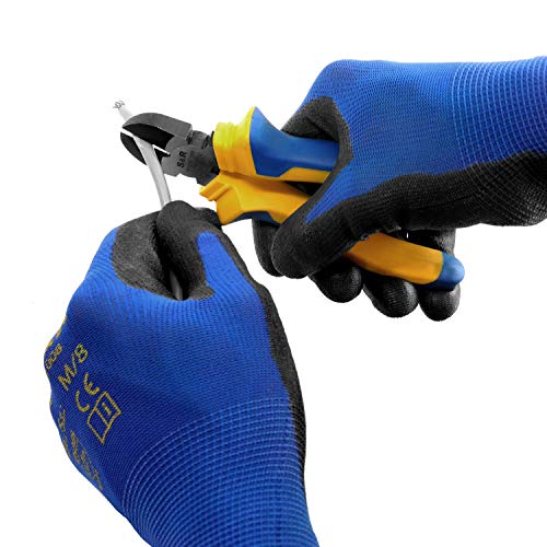 S&R Guantes de Trabajo para Hobre en Nylon resistente con recubrimiento de PU - 12 Pares Talla XL/10