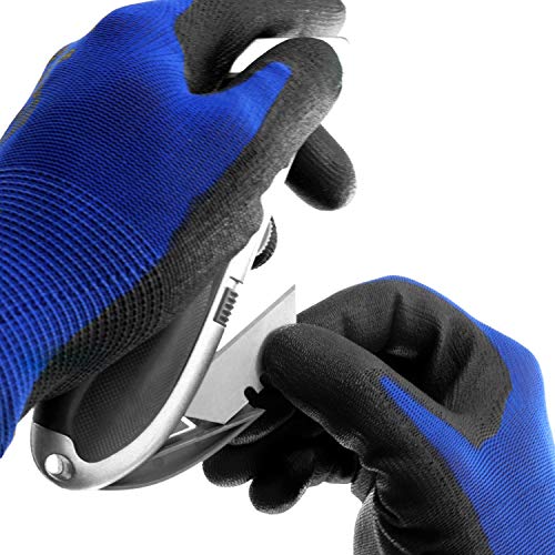 S&R Guantes de Trabajo para Hobre en Nylon resistente con recubrimiento de PU - 12 Pares Talla XL/10