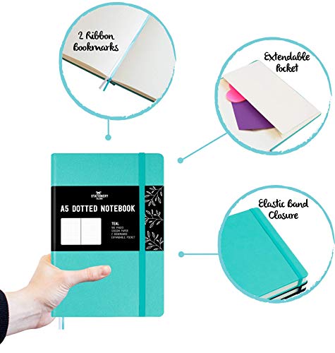Stationery Island Cuaderno Punteado A5 – Turquesa. Bullet Journal de Tapa Dura Con 180 Páginas y Papel Premium de 120gsm. Para Notas, Planificación, Estudio, Viajes, Diario y Proyectos