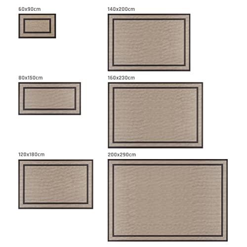 STORESDECO - Alfombra Vinílica Deblon, Alfombra de PVC Antideslizante y Resistente, Ideal para Salón, Pasillo, Cocina, Baño… | Rectangulos Marrón, 60 cm x 90 cm
