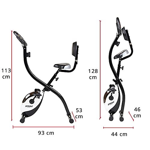 Striale PLI BIKE SV-314, Bicicleta plegable, Frenado magnético, 8 resistencias manuales, Cardiofrecuencímetro, Negro