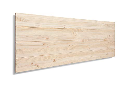 SUENOSZZZ-ESPECIALISTAS DEL DESCANSO Cabecero de Cama de Madera TREVINCA Color Crudo para Pared. Cabecero de Tablas Horizontales. Estilo Vintage, para Camas de 135