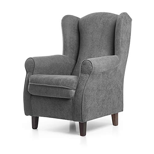 SUENOSZZZ-ESPECIALISTAS DEL DESCANSO Sillon Relax, Sillon orejero para Lactancia Irene. Tapiceria Antimanchas acualine Color Gris. Butaca para Dormitorio, Salon o habitacion de Bebe