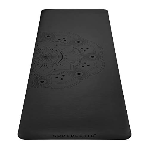 Superletic Esterilla Yoga Antideslizante Elite, Esterillas para Pilates, Deporte, Fitness y Gimnasia, Gruesa, Cómoda y Tacto Agradable, para Ejercicios y Estiramientos, con Bolsa, Mat (183x61x0.4 cm)