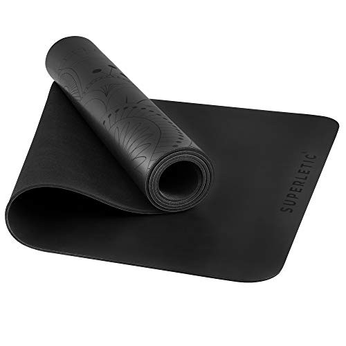 Superletic Esterilla Yoga Antideslizante Elite, Esterillas para Pilates, Deporte, Fitness y Gimnasia, Gruesa, Cómoda y Tacto Agradable, para Ejercicios y Estiramientos, con Bolsa, Mat (183x61x0.4 cm)