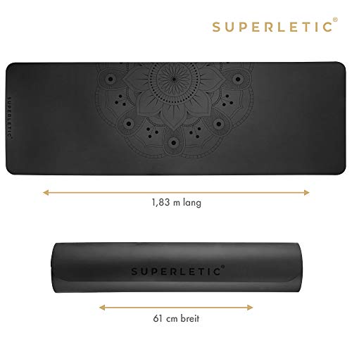 Superletic Esterilla Yoga Antideslizante Elite, Esterillas para Pilates, Deporte, Fitness y Gimnasia, Gruesa, Cómoda y Tacto Agradable, para Ejercicios y Estiramientos, con Bolsa, Mat (183x61x0.4 cm)