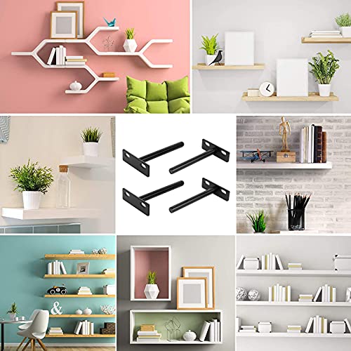 SUpoetry 4 Piezas Soportes Fotantes, Metal Oculto Tornillos, Soporte de Estante Oculto, Adecuado para Muebles de Gabinete Decorativos Montados en la Pared, Negro