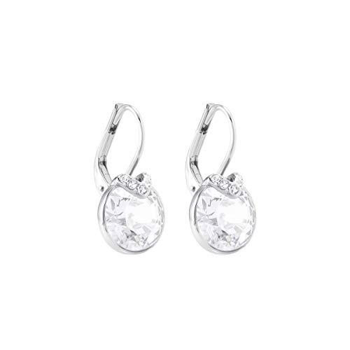 Swarovski Bella V Pendientes, Redondo, Blanco, Baño de rodio