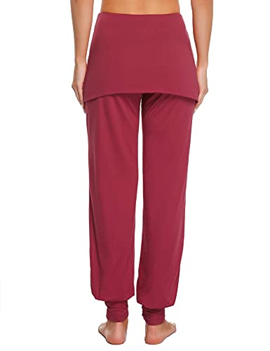 Sykooria Pantalones De Yoga Mujer Pantalones Harem Pantalones Hippies Pantalones con Falda para Mujer Pantalones Deportivos de Algodón Pantalon Harem de Anchos Cintura Alta Pilates Baile Fitness