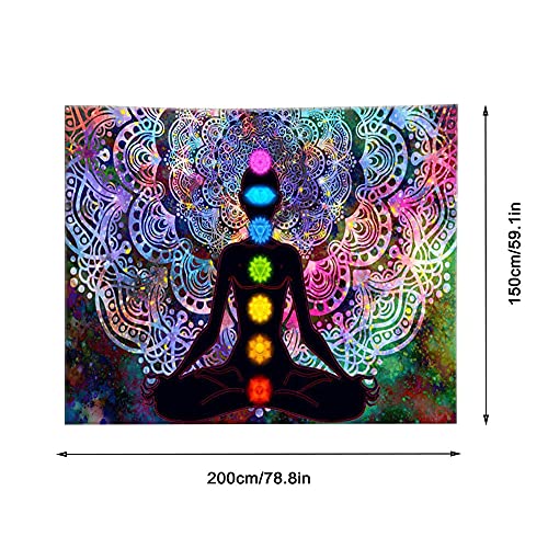 Tapiz Colgar Pared, Tapiz Pared Yoga, Tapiz Mandala Colorido, Tapiz Pared Yoga Mandala, con Kit de Instalación, para Dormitorio, Sala De Estar, Dormitorio, Decoración de Habitación de Estudio