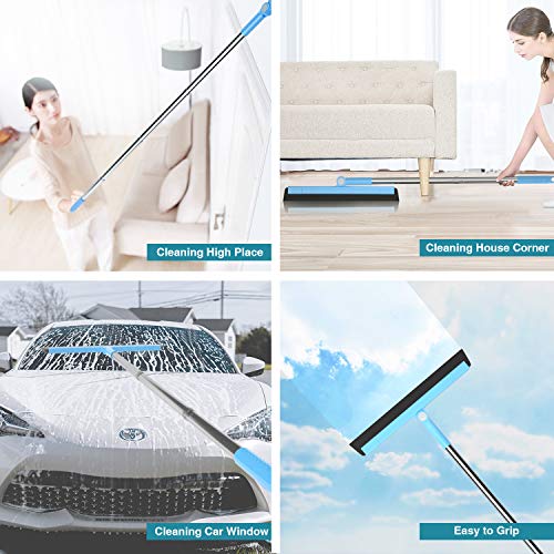 Tendak Escoba Mágica, Agua de Extractor Esponja con manija de 59 Pulgadas,Limpiador de Agua, Ventana Vaso Barrer Cepillo para Vidrio, Azulejos, Agua, Cabello, Polvo