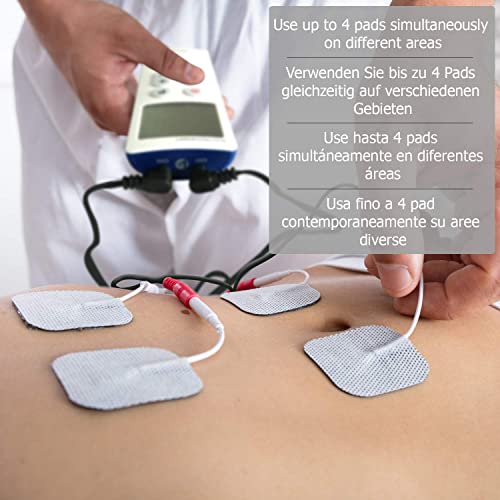 Tens EMS Electroestimulador para Fisioterapia. Estimulación Muscular para el Alivio del Dolor de la Terapia. Electroterapia Recargable Masajeador Dual Electrodos con 6 Almohadillas. (1 Unit)