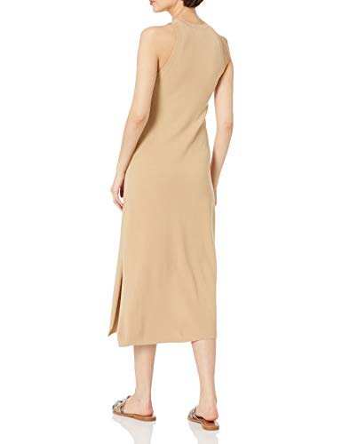 The Drop Gabriela Maxivestido de Punto de Cuello Cerrado con Falda Evasé y Raja Lateral para Mujer, Curds & Whey, 3XL Grande