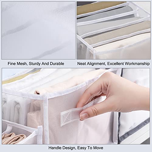Thnkstaps Organizador de Cajones de 3 Piezas, Caja de Almacenamiento de Malla Plegable, Organizador de Jeans, Lavable Almacenamiento Cajón Armario Organizador (7, 9, 9 Rejillas, Blanco)