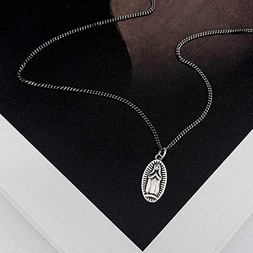 THTHT S925 Sterling Silver Necklace Moda Mujer Diseño Geométrico Simple Virgen Elíptico Retro Elegante Temperamento Creativo Cadena Clavícula Regalo De Cumpleaños