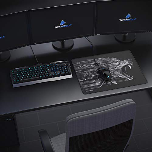 TITANWOLF - XL Alfombrilla para ratón 440 x 350 mm - Speed Gaming Mousepad - Mouse Pad para Ordenador - Base para Mesa Grandes Dimensiones - Diseño: Epsilon