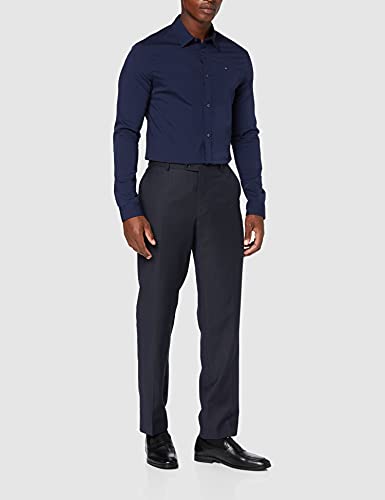 Tommy_Jeans Tjm Original Stretch Shirt, Camisa Hombre, Azul (Black Iris 002), Large