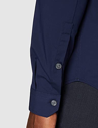 Tommy_Jeans Tjm Original Stretch Shirt, Camisa Hombre, Azul (Black Iris 002), Large