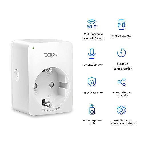 TP-Link Tapo P100 (2-Pack) - Mini Enchufe Inteligente Wi-Fi, óptimo para programar el encendido/apagado y ahorrar energía, no necesita HUB, compatible con Alexa y Google Hom