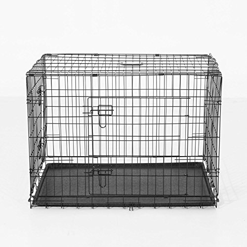 Transportin Perros 76x53x57cm 2 Puertas Jaula con Asa Transporte Jaula Reja de Alambre de Hierro