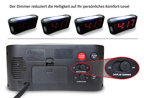 Travelwey Despertador Digital LED - Simple, con Cable, luz, regulador, Grandes dígitos, Reloj despertadores Digitales (12/24 Horas)
