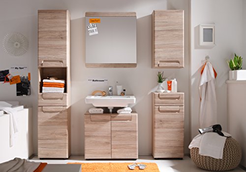 trendteam smart living Armario de baño suspendido Armario para colgar Malea, 37 x 70 x 20 cm en acabado roble claro San Remo con mucho espacio