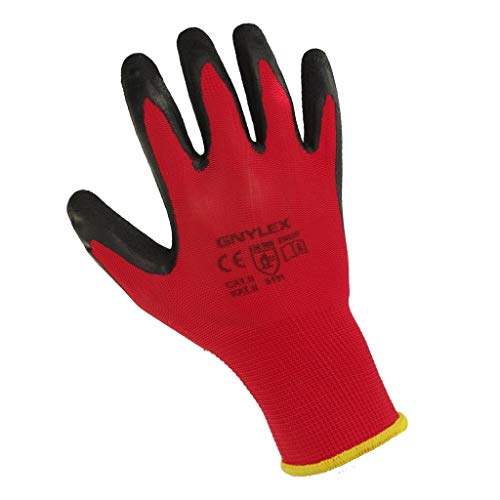 Trevendo Guantes de trabajo Guantes de montaje sólidos con recubrimiento de látex, talla 6, 12 pares