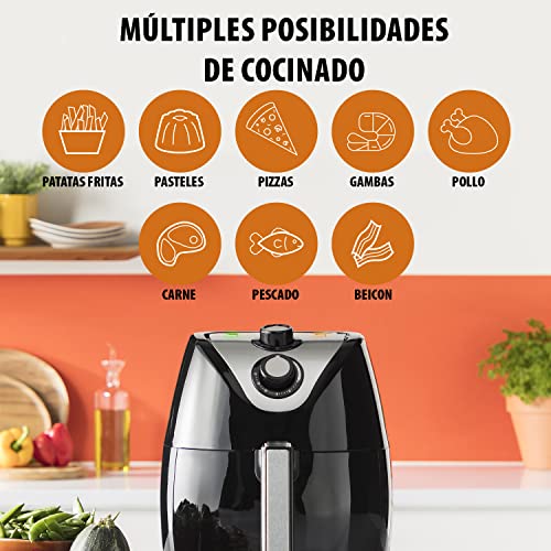 Tristar FR-6994 Freidora sin aceite XXL, volumen 4.5 L, 1500 W, cesta antiadherente, fácil de usar, multifuncional, panel de control analógico, temporizador y temperatura regulable 80 - 200 °C