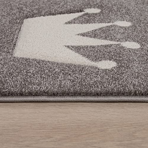 TT Home Alfombra Infantil De Juego Cuadros Puntos Estrella Luna Pastel Rosa Blanco Gris, Tamaño:120x170 cm