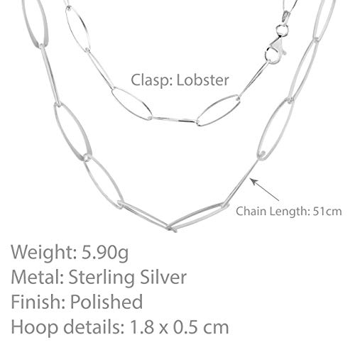 Tuscany Silver Pulsera para Mujer en Plata, Cadena Elíptica - 51cm