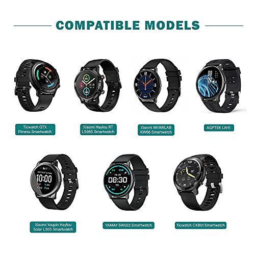 TUSITA Magnética Cargador Compatible con YAMAY SW022, AGPTEK LW11,Ticwatch GTX,Xiaomi Youpin Haylou Solar LS05,IMILAB KW66 - USB 2 Pins 4mm Cable de Carga USB 3.3ft 1m - Reloj Inteligente Accesorios