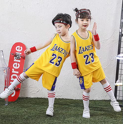 TYTF - Conjunto de camiseta de baloncesto sin mangas para niño, de malla, uniforme de camiseta y pantalón corto, para verano, de 1 a 15 años, Serie 4, 140