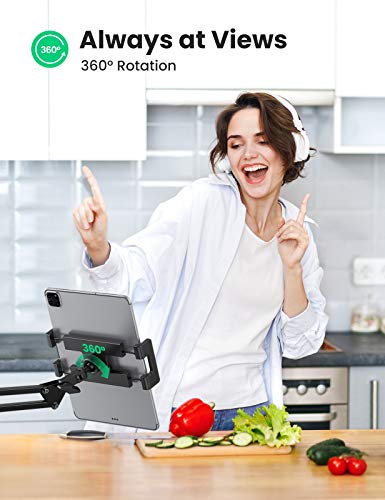 UGREEN Soporte Móvil Cama, Soporte Movil para Mesa Brazo Tablet Articulado, Soporte Tablet Cama Metálico para iPad Pro 12.9'', iPad Mini/Air, iPhone 13 Mini/ 13/12 Pro MAX/ XR, Galaxy S21/ Note 20