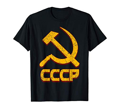 Unión Soviética URSS CCCP Cirílico Ruso Símbolo Comunista Camiseta