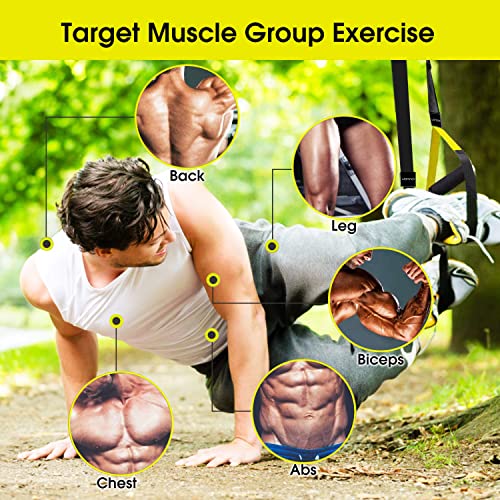 UONNER Entrenamiento en Suspensión Entrenador de Suspensión de Fitness Pro Ejercicio para Fortalecimiento Resistencia y Tonificación Muscular Juego de Accesorios para Ejercicio Carga hasta 500 Kg