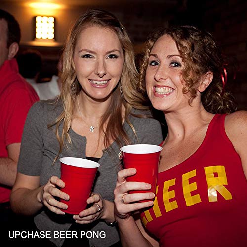 Upchase (100+10+Juego de Cartas Copas de Plastico, Beer Pong Kit, para Fiestas Vaso de Plástico, 100 de 16oz, 54 Cartas y 10 Bolas de, para Bebidas, Fiesta Celebración, Juego para Beber