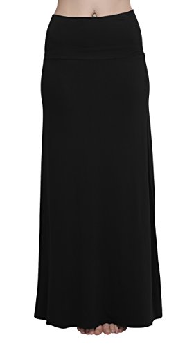 Urban GoCo Mujeres Falda Larga para Yoga Danza Casual Alta Cintura Bodycon Elástico Falda Maxi Negro XL
