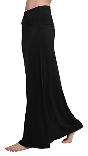 Urban GoCo Mujeres Falda Larga para Yoga Danza Casual Alta Cintura Bodycon Elástico Falda Maxi Negro XL