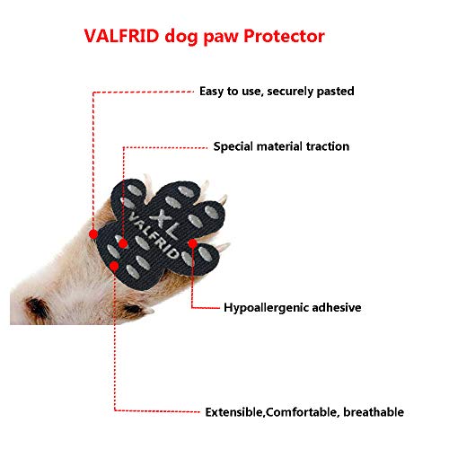 VALFRID Protector de Patas para Perro, Antideslizante, 24 Piezas, desechable, Autoadhesivo, Resistente a los Zapatos de Perro, Zapatos de Perro XL
