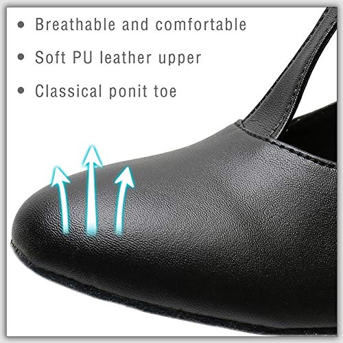 VCIXXVCE Zapatos Baile Salon Punta Cerrada Zapatillas de Baile Latino Tango Bachata Correa en t para Mujer,EU 39